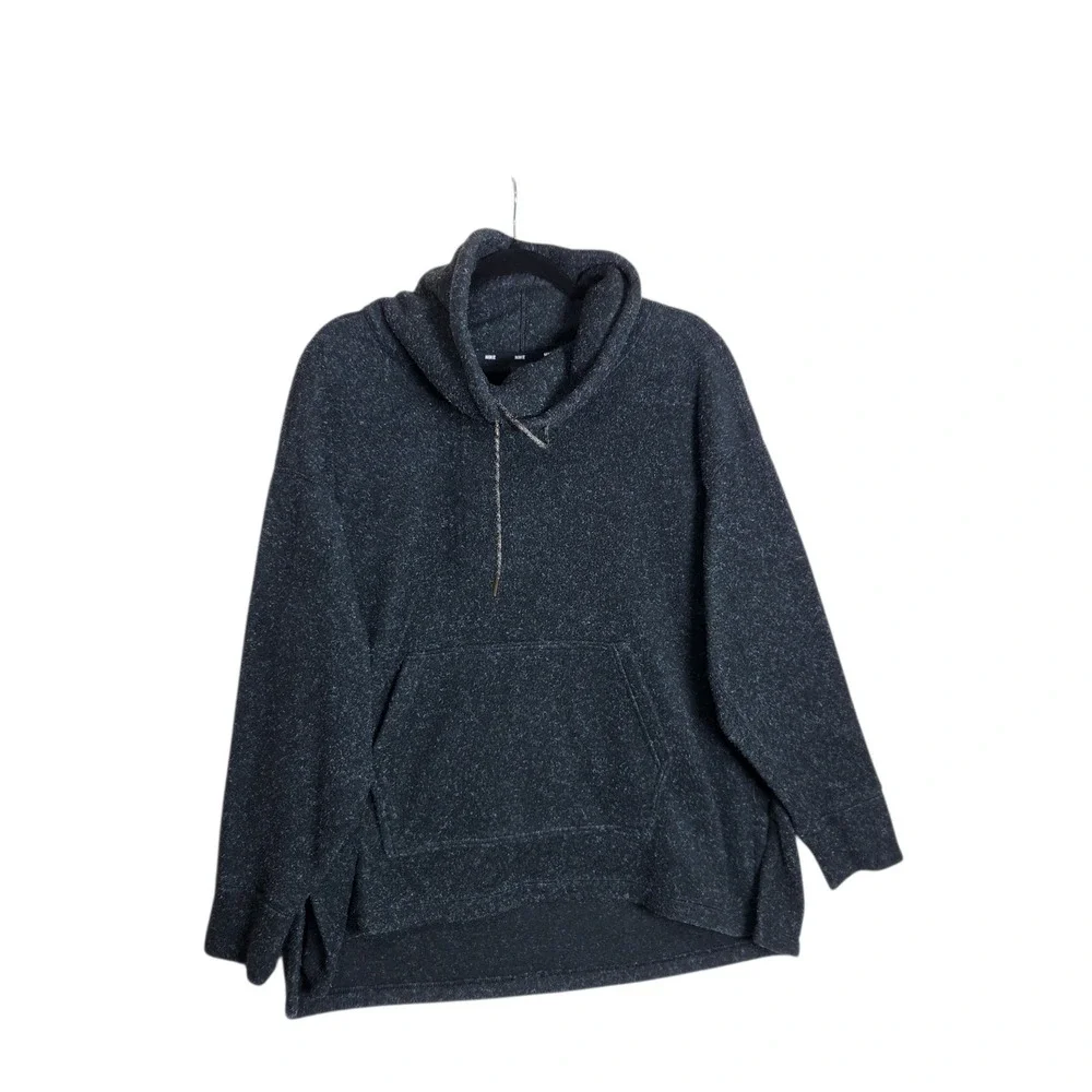 Nike Women Dark Grey Cowl Neck Therma-FIT Fleece Pullover Sweatshirt Medium